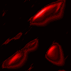 Red and blue glowing abstract shapes shift between two color states on a black background.