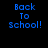 Blue pixelated text 'Back To School!' on black background with blue rectangular overlays shifting across the image.