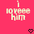 Pixelated text on bright pink background with two heart symbols below, showing slight variation in text clarity between two views.