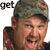 Animated contact sheet of a man in camouflage cap and red plaid shirt across three frames with text "get her done" appearing sequentially.