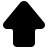 Solid black arrow pointing upward on a light gray background, rendered with pixelated edges.