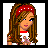 Pixel art buddy icon featuring a cartoon girl with long brown hair and red headband next to red background with "Spring Break 2005" text.