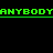 Pixelated text-based animation on black background with green, pink, red, and cyan text elements arranged in layered