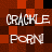 Pixelated text 'CRACKLE' and 'PORN' repeated across a of red, brown, and black squares with visible motion blur