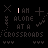 Animated sequence of red and white text fragments forming 'I AM ALONE AT A CROSSROADS' against a black background with repeated patterns
