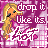 Pixelated animated buddy icon featuring a blonde cartoon character in pink outfit with sunglasses, repeating text "drop it like its hot" on purple background across two frames showing slight pose variation.