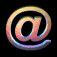 @ symbol in gradient colors with metallic sheen, arranged in three on black background