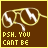 Brown background with yellow glasses icon and changing text reading "PSH. YOU CAN'T BE" or "I'M A ROCKSTAR" across frames.