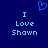 Blue pixelated heart above light blue text reading "I Love Shawn" on dark blue background, repeated twice side-by-side.