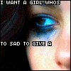 nine showing a person's eye with blue eyeshadow, overlaid text reading "I WANT A GIRL WHOS TO SAD TO GIVE A" and the word "FUCK" in various positions