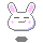 Pixelated bunny head with pink inner ears, brown eyes, and pink blush marks on cheeks; four variations show subtle facial expression changes.