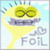 Pixelated yellow cartoon character with large green eyes, purple mouthpiece, and light blue background featuring text 'FOIL' and a heart symbol.