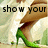 A pixelated image of a person's legs in high heels with text reading 'show your wild side' across four