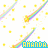 Pixelated rainbow shooting stars with yellow sparkles on white background, two instances of blue text reading AHANDA below some stars.
