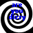 Four identical spiral patterns with blue text reading 'are you dizzy' on a black and white background.