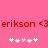 Red text 'erikson <3' repeated twice on pink background with two of white and light pink pixelated hearts below