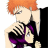 Pixelated anime-style buddy icon showing two characters in close proximity with one character holding the other's face, orange hair visible on top character, purple and black clothing on bottom character.
