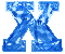 Four blue X-shaped icons arranged in a on gray background, each with pixelated water-like texture and varying internal patterns