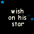 Black background with repeated 'wish on his star' text and blue stars in various positions across the