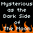 Pixelated text reads "Mysterious Mysterious as the Dark Side of The Moon" over orange flame-like shapes on a black background.