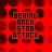 Red background with repeating dark red hexagonal pattern, displaying 'BEHIND BACK STAB ATTACK' text in pixelated font across showing color variations and small animated sparkles