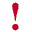 Red exclamation mark icons with circular dots on a gray background, varying in orientation and position