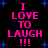 Black background with blue star shapes and pink text reading "I LOVE TO LAUGH !!!" in four identical vertical sections.