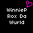 Pixelated text displays 'WinnieP', 'Rox Do', and 'Wurld' in white on black background with pink heart symbol above left text block.