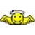 Animated contact sheet of a yellow cartoon angel with wings and halo, showing six sequential frames of motion across two rows.