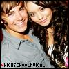 Two people pose closely together, smiling, with one wearing a gray collared shirt and the other in a patterned top, text at bottom reads 'HIGHSCHOOLMICAL' with a red heart symbol.