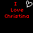 Red pixelated text "I Love Christina" with a white heart symbol on black background, displayed in two identical side-by-side