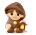 Pixelated character in brown hooded robe holding glowing lantern, two expressions showing open eyes and closed eyes.