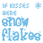 Animated icon with light blue text and snowflakes on white background, displaying sequential changes in text arrangement and snowflake positions.