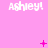 Pink background with repeated white text 'Ashley!' and changing pink symbols above each text instance.