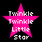 Four identical pixelated pink star icons with white text "Twinkle Twinkle Little Star" arranged in a 2x2 contact sheet on black background, each frame showing the same static image without visible animation changes.