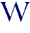 A static pixelated image of a stylized letter W in dark blue with light blue outlines on a gray background.