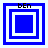 Four blue square frames with white borders and central blue squares, each containing 'bEn' text at the top.