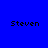 Four display the name 'Steven' in pixelated text against solid backgrounds: top-left blue, top-right light blue, bottom-left white, bottom-right purple