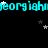 Animated icon with repeating cyan text and scattered stars on black background, stars shift position across frames.