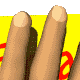 A hand holds a yellow card with red text reading 'Email' against a gray background, shown in multiple hand positions and card orientations.