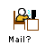 Pixel art animation of a character at a desk with multiple states including sitting, standing, and reacting to mail notifications.