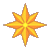 A pixelated yellow-orange star with eight points on a gray background, next to green text reading "Original Icons .com" on dark green.