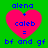 Green background with four identical pink heart icons containing blue text reading 'alena + caleb = bf and gf' in pixelated font.
