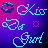 Pixelated icon with 'Kiss' and 'Girl' text, lips symbol, bicycle graphic, and starburst on purple-pink gradient background.