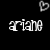 Black background with white pixelated text 'ariane' and a small pixelated heart symbol in the top right corner.