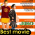 Two figures stand against orange and white stripes; one wears a maroon shirt with yellow shorts, the other dark clothing. Text reads 'Best movie' and 'JURO'.