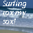 A 3x2 contact sheet of six animated frames showing a beach scene with