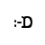 Two static pixelated emoticons side-by-side on white background: left is :->D, right is ;-P with distinct mouth shapes and eye dots.