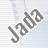 Two animated frames of a stylized text icon showing the word 'Jada' in gray and white on a light blue striped background.
