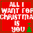 Red background with white text reading "ALL I WANT FOR CHRISTMAS IS YOU" and green Christmas tree icons, arranged in a pattern